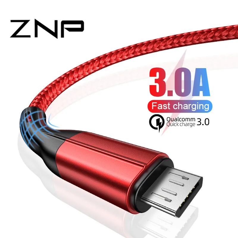 ZNP 3A USB Micro кабель для samsung S7 Xiaomi Redmi 5 6 Pro шнур для передачи данных Быстрая зарядка USB для Redmi Note 5 Android Micro usb кабель
