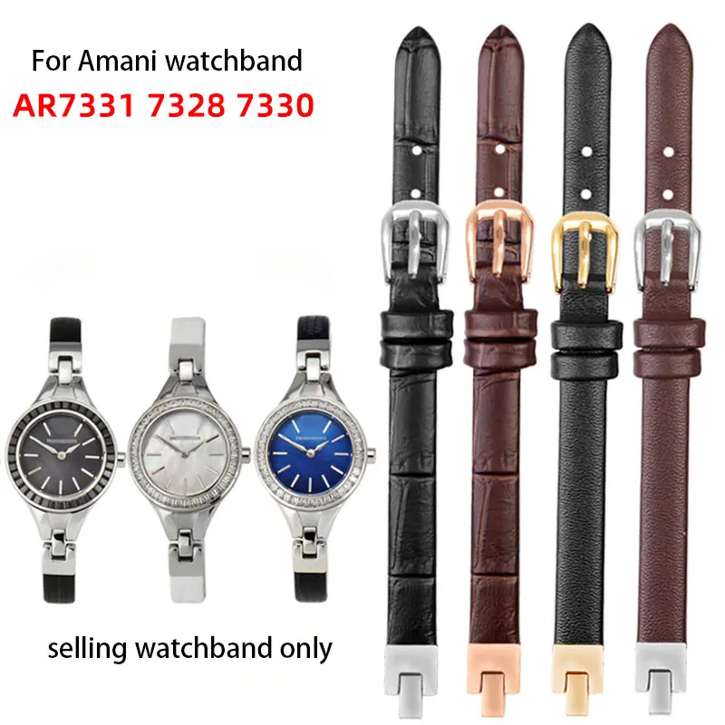 

Выпуклая кожа ремешок для часов для Armani браслет из мягкой кожи AR7330 7331 7418 7400 7362 женский браслет 8*3,5 мм ремешок для часов