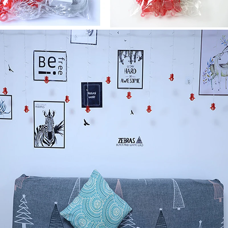 

Holiday Lighting Led String Lights Red Chinese Style EU US Plug Small Lantern Pendant Curtain Light Bedroom Home Decoration