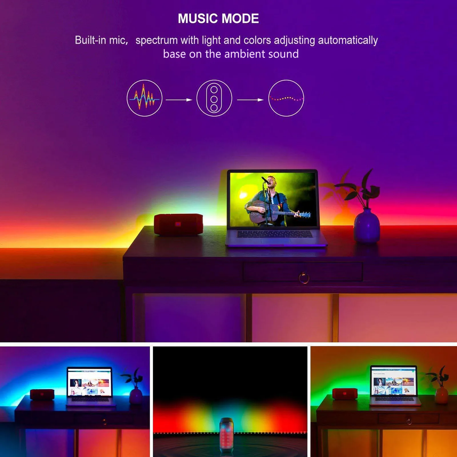

LED Strip TV Background USB 2835RGB Colour Changing Remote Control Not Waterproof Bar Atmosphere Light BedroomDecor Neon Light
