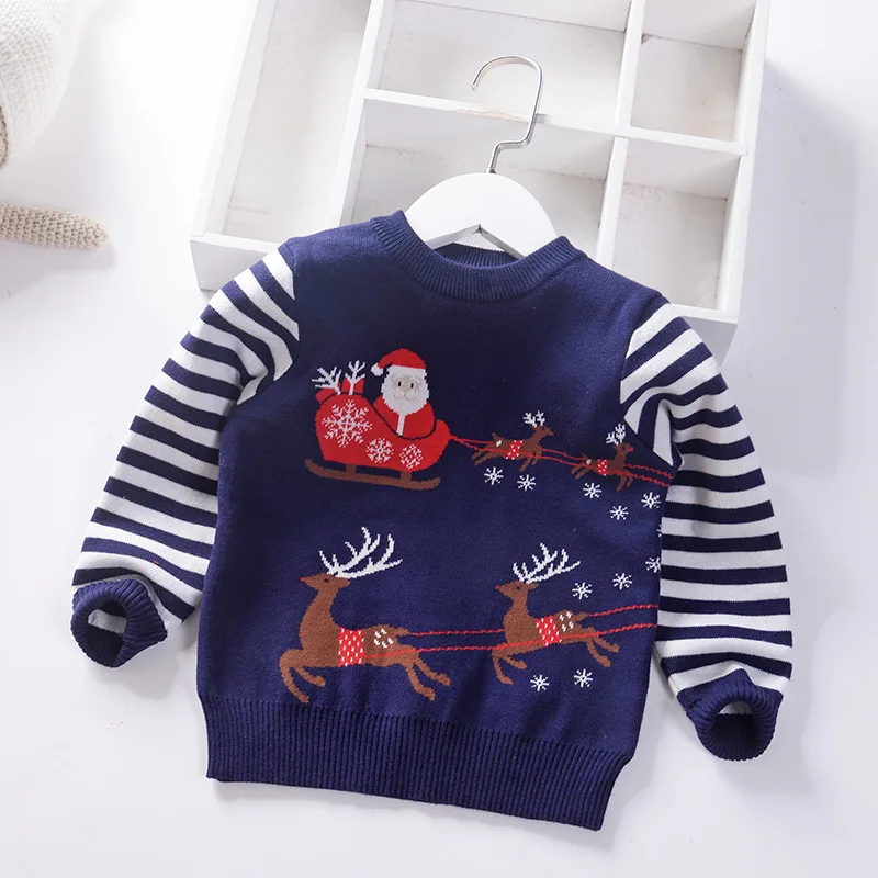 2019 Christmas Children's Sweater Elk Knit Pullover for Boys Winter Warm Kids Sweaters |