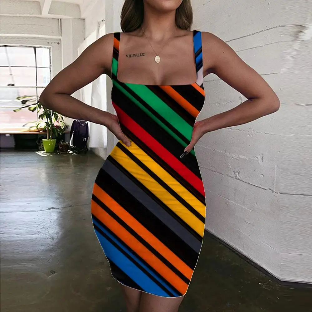 

Женское платье без рукавов, с геометрическим принтом