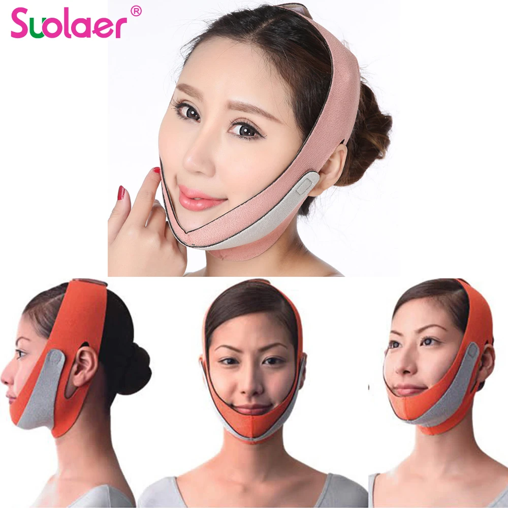 1 шт. эластичная бандажная лента для лица тонкая v образная форма маска похудения