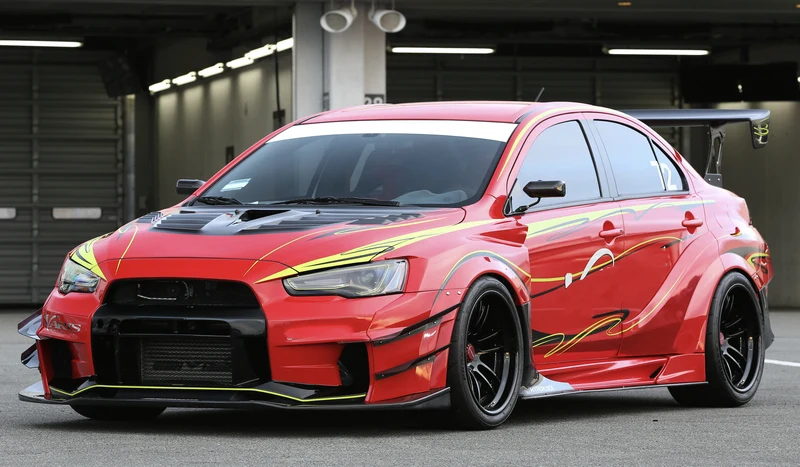 

For Mitsubishi EVO 10 VRSV2 Wide Style Fiberglass Front Lip FRP Fiber Glass Bumper Splitter (Only can be used on Wide body kit)