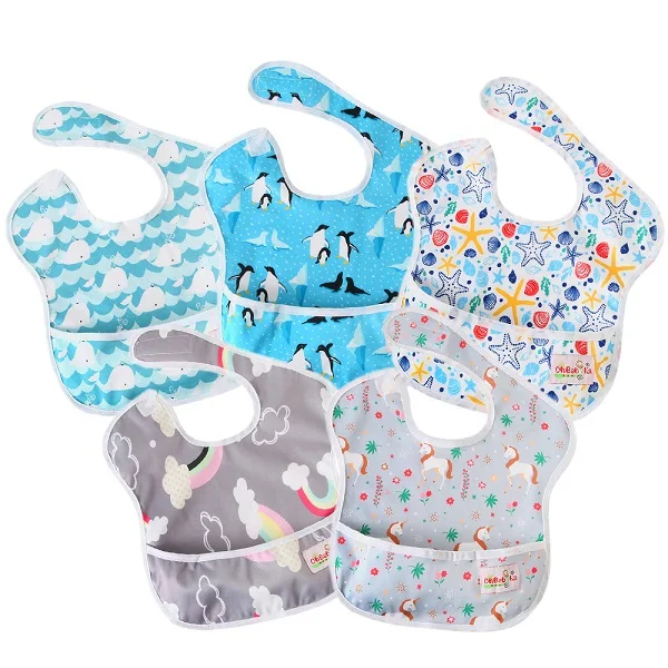 SZY-5pcs-05 5 шт./упак. водонепроницаемые детские нагрудники Infantil кормящая бандана нагрудник Ohbabyka бренд детское питание нагрудник Единорог узоры печать детские вещи - Цвет: SZY-5pcs-05