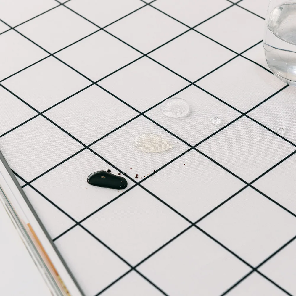 Скатерть из хлопка и льна водостойкая круглая прямоугольная в клетку для отеля