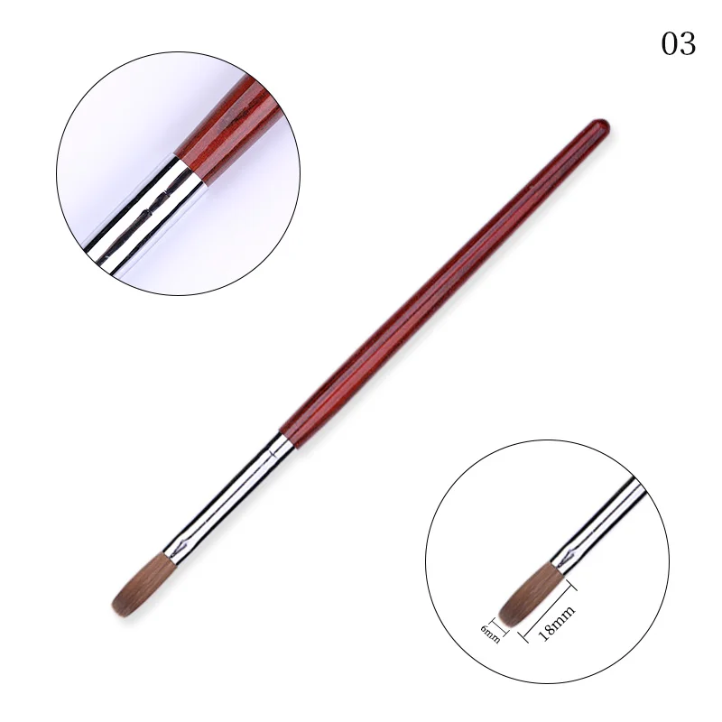 Wooden Handle 03 № 4 Съемный Ногтей Акриловые Колонковая Кисть Соболь Щетки Искусства Ногтя 1 шт.#616 - Цвет: Wooden Handle 03