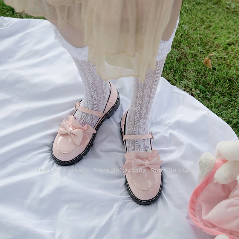Женские школьные туфли с кружевом и бантом в японском стиле|Туфли| |