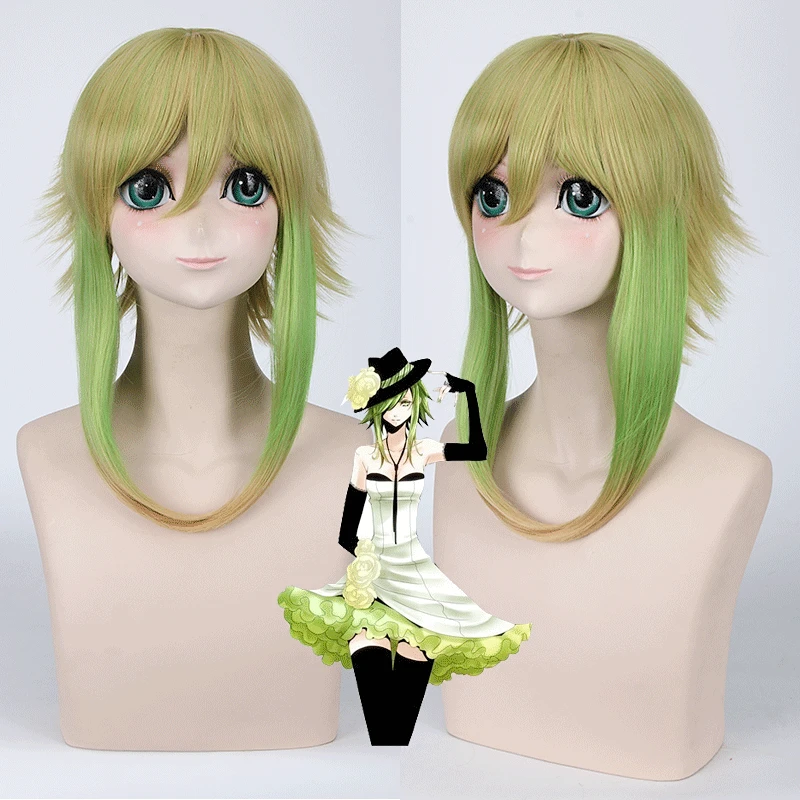 

Hot Dyed High Temperature Silk Cos Wig Yellow-Green Gradient Vocaloid V Camellia Gumi Fashion Anime Wig