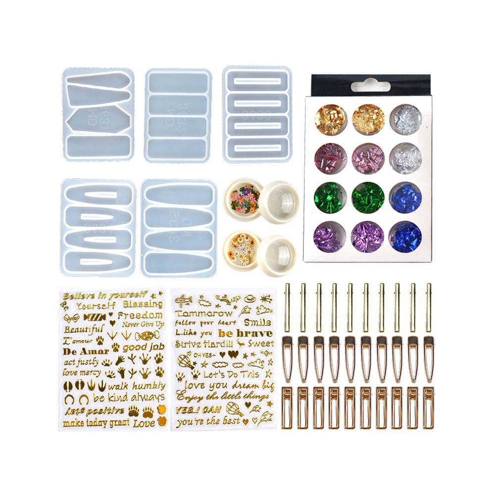 Заколка для волос Смола плесень Gliter эпоксидная смола форма заколка литья