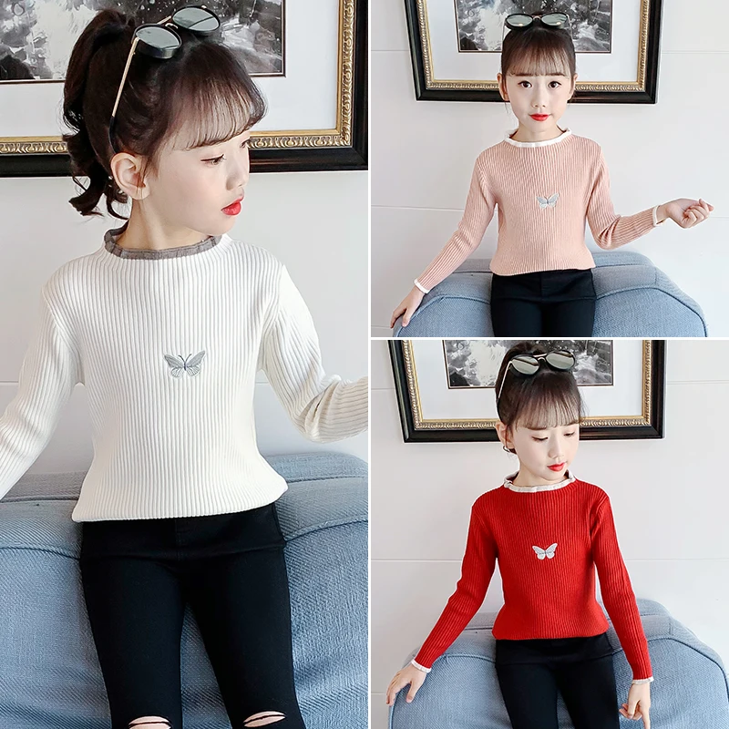 

Baby Kids Knitted Sweaters For Girls Clothes Autumn Winter Knitwear For Children Clothing Warm Thin Sweaters Kids Bottoming Tops