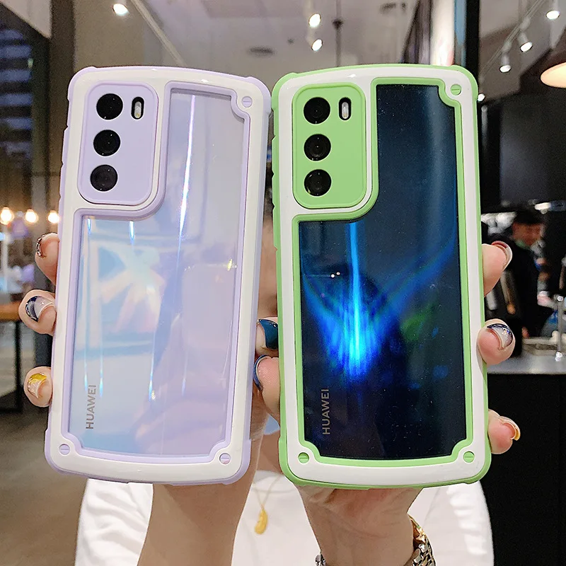 

2021 Camera Lens Protection Shockproof Phone Case For Huawei P40 Pro P30 Pro Mate 30 20 Pro Soft Candy Color Clear Back Cover