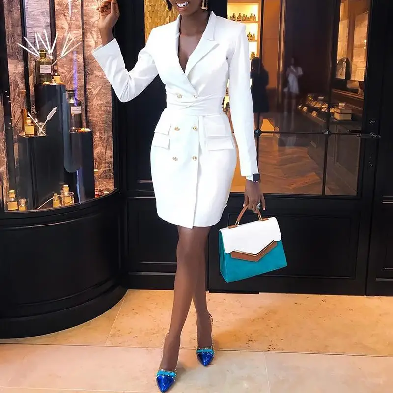 

Coats Female Vestido Double Breasted Office dresses Women Elegant Fashion Trendy Slim Fit Work Wear Vestido