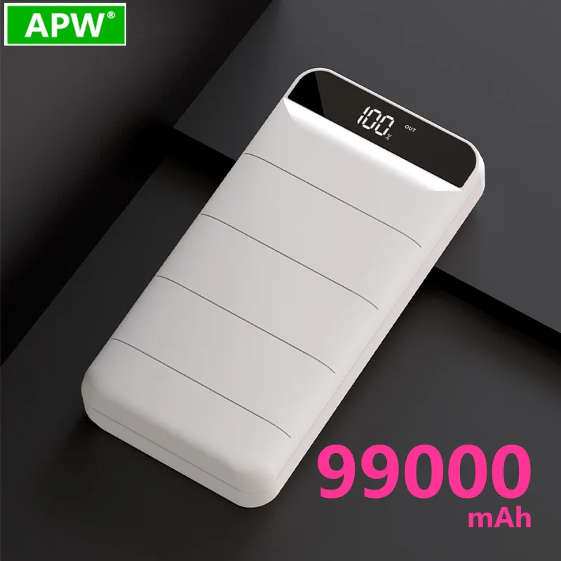 99000 мАч Внешний аккумулятор повербанк 2 USB LED портативное зарядное устройство для