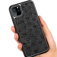 real genuine ostrich skin leather case for iphone 13 pro max 12 11 armor full protect cover