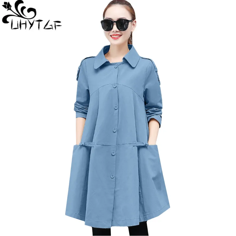 

Женская однобортная ветровка UHYTGF, свободная верхняя одежда, 3XL, размера плюс