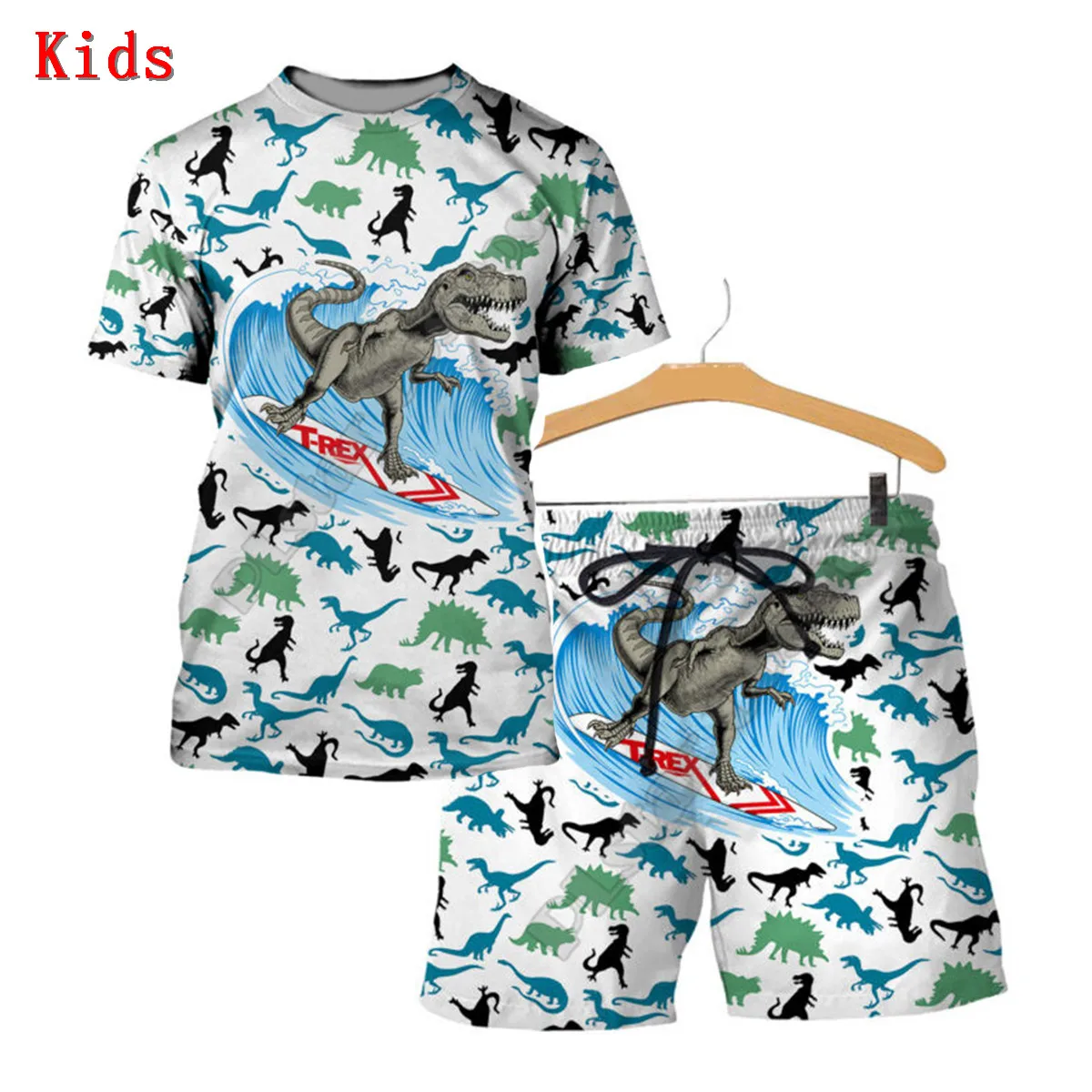 

Love Dinosaur 3D Printed T Shirts And Shorts Kids Funny Children's Suit Boy Girl Summer Short Sleeve Suit Kids Apparel 03