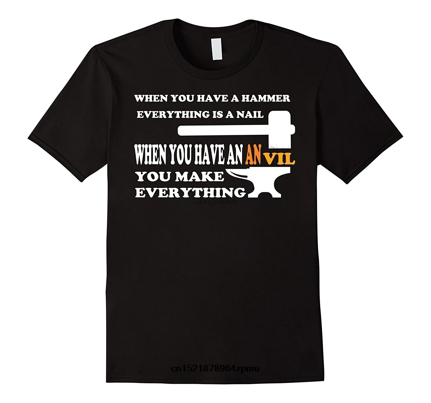 Мужская футболка когда у вас молот и наковальня черная забавная новинка для