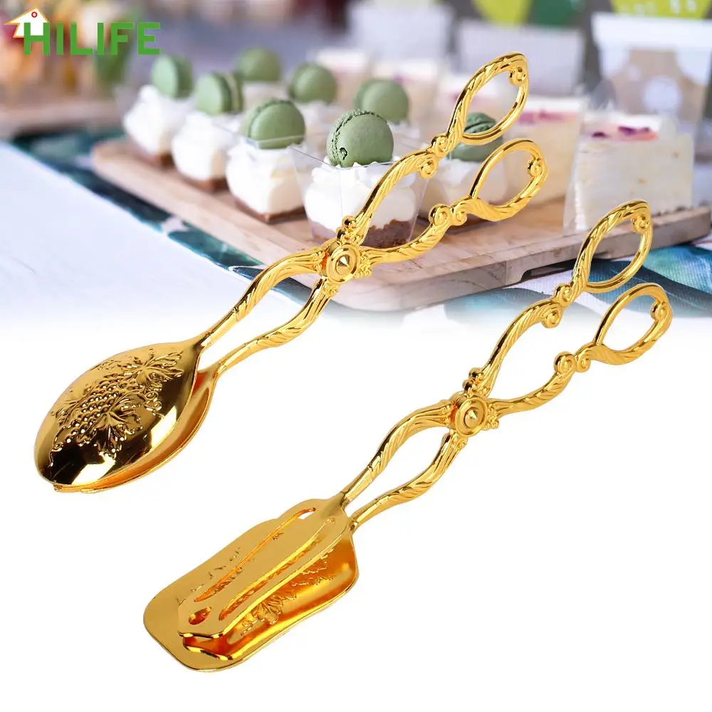 

Salad Pastry Clamp Snack Cake Clip Fruit Salad Cake Clip Vintage style Buffet Food Tong Baking Barbecue Tool Gold-plated