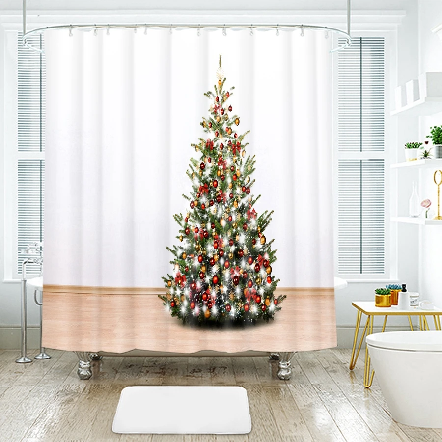 Водонепроницаемые плотные занавески для ванной с 3d-рисунком рождественских