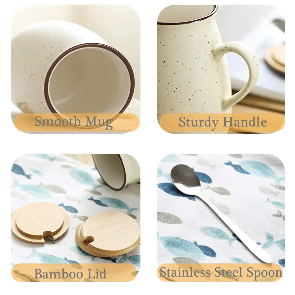 Керамическая кофейная кружка с крышкой и ложкой креативная посуда для напитков