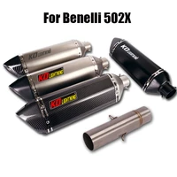 exhaust system for benelli 502x muffler tip 470mm tail pipe silencer db killer middle link tube modified connect section slip on
