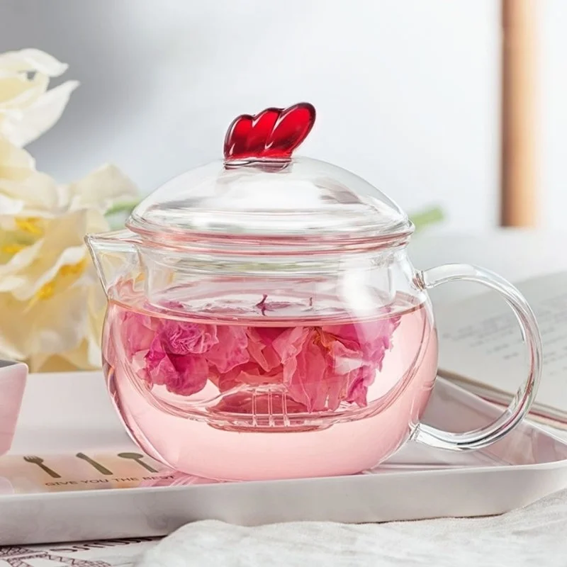 Прозрачный термостойкий стеклянный чайник 450-550 мл кувшин с заварником для кофе