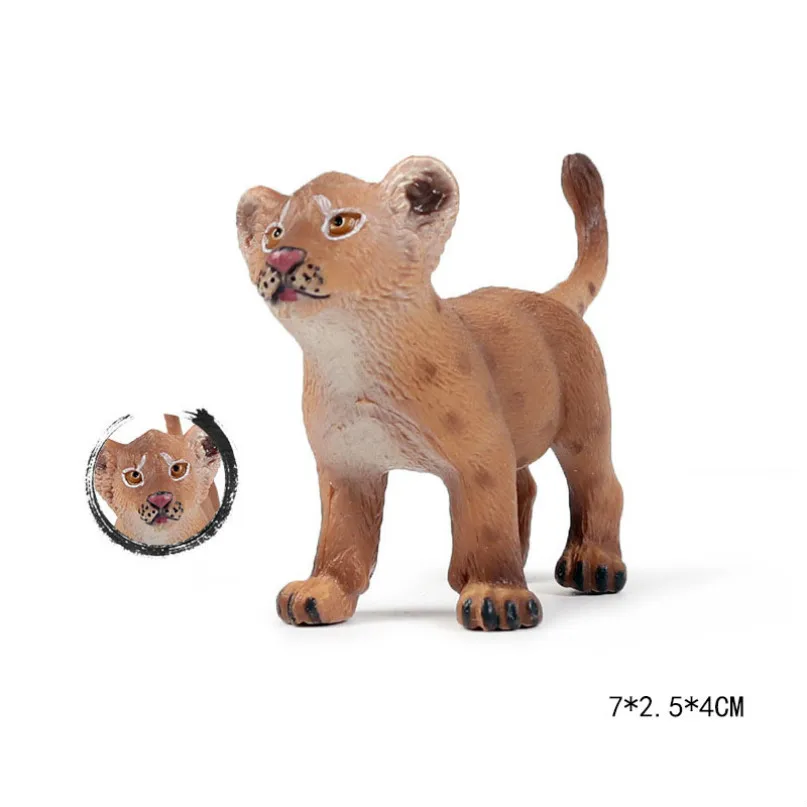 Standing little lion Милый куб модель моделирование зоопарк дикая природа фигура прекрасная образовательная детская панда Лев Зебра слон животное игрушка для детей Декор подарок - Цвет: Standing little lion
