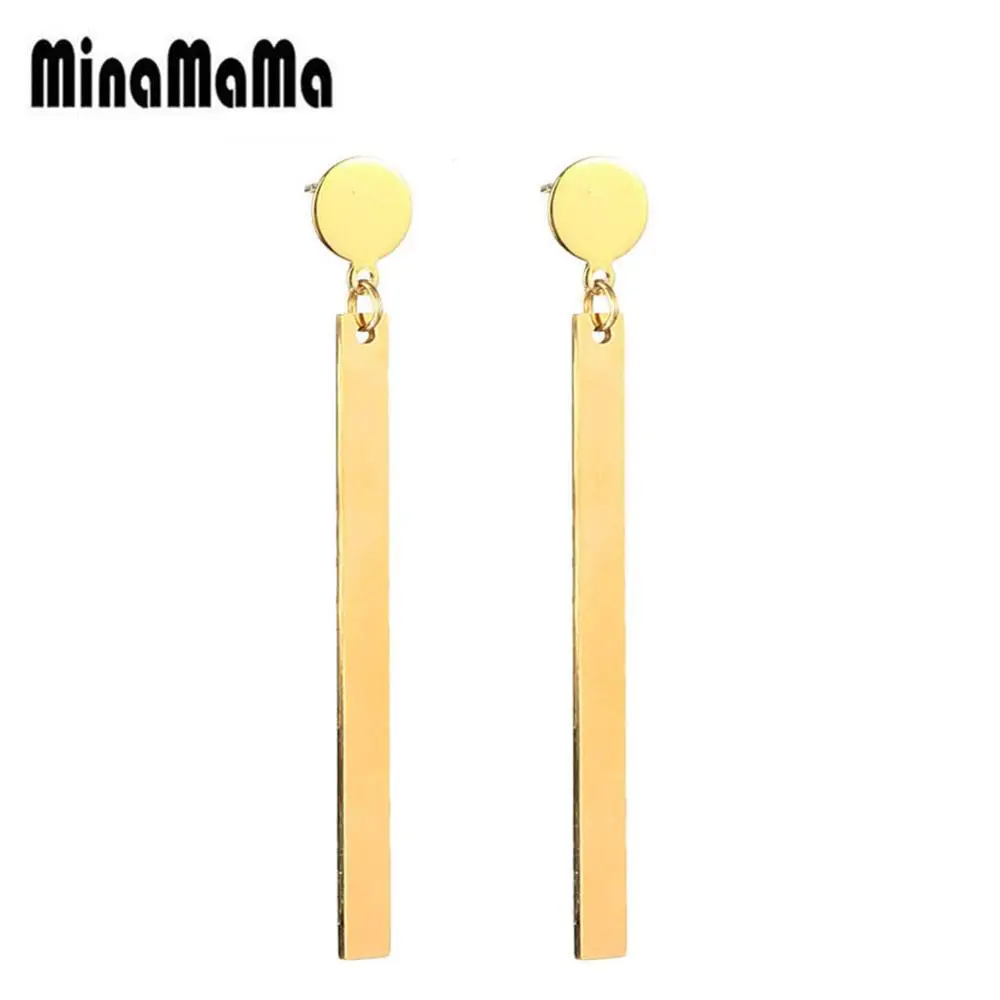 

Геометрические вертикальные висячие серьги из нержавеющей стали для женщин и девушек, богемные висячие серьги с палочками, ювелирные издел...