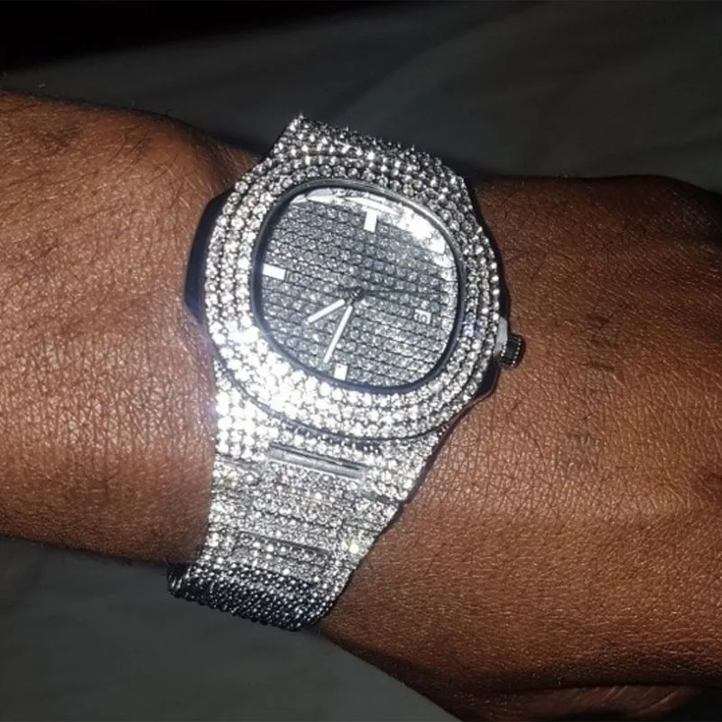 Iced Out часы для мужчин s Топ бренд Роскошные Дизайнерские золотые бриллиантовые