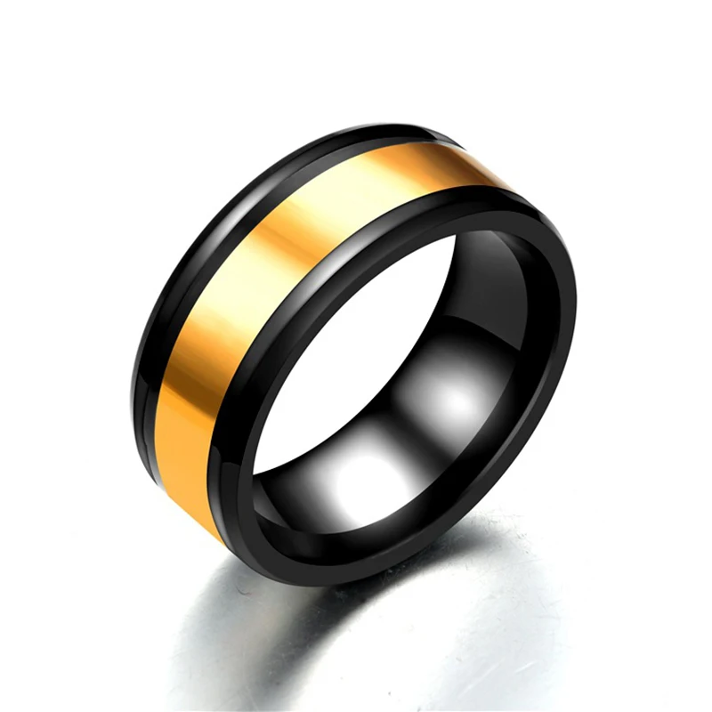 

VOERYNT Gold Color Stainless Steel Ring For Men Wedding Jewelry Valentine's Day Gifts DC005