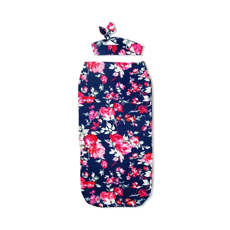 

Baby Blankets Printed Newborn Infant Baby Boys Girls Sleeping Swaddle Muslin Wrap +Headband 2PC Photography Prop