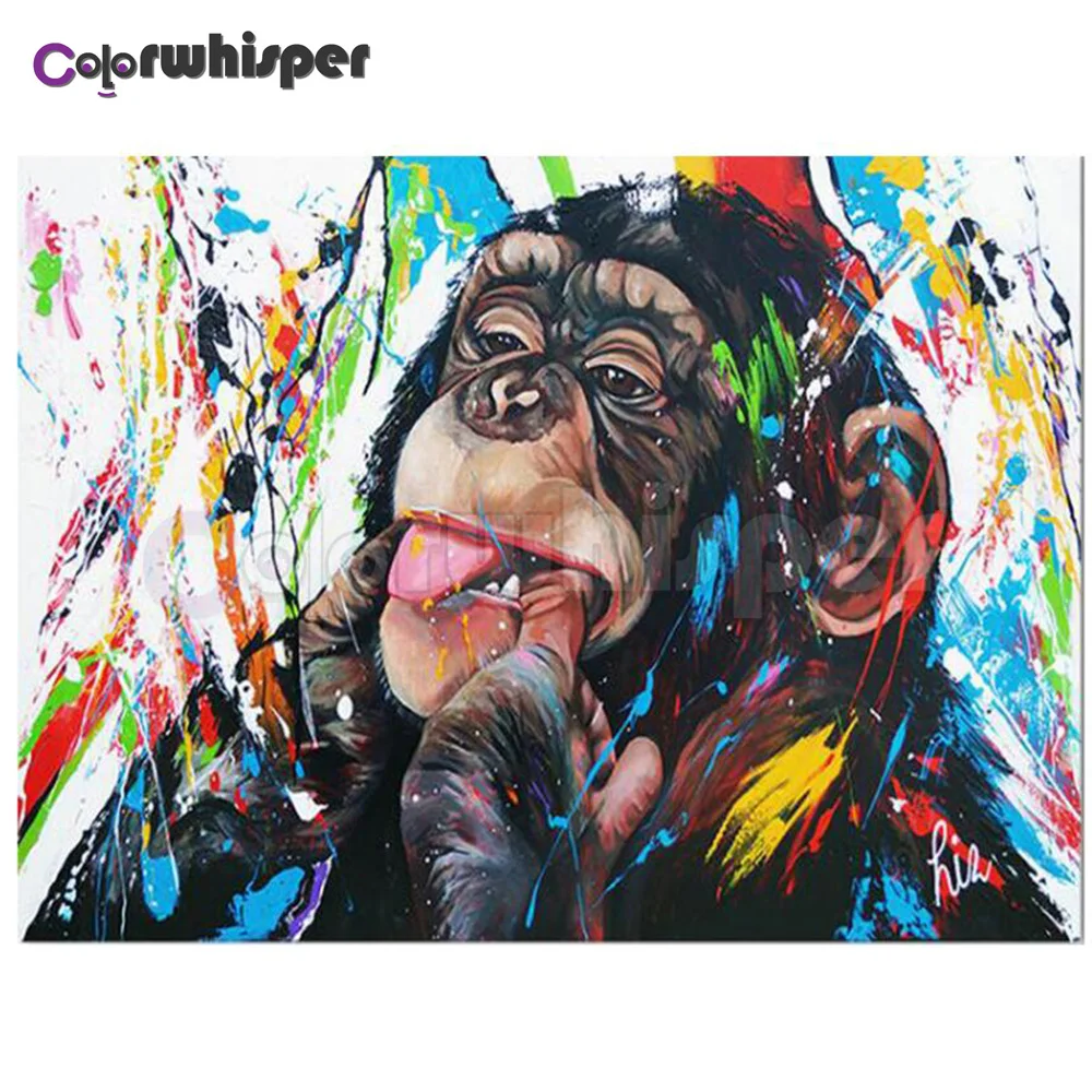 Алмазная живопись полноразмерная/круглая картина с Обезьянами 5D алмазная