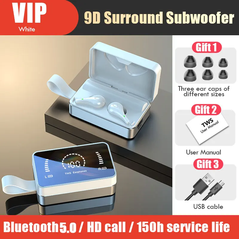 

Беспроводные наушники H3, Bluetooth-наушники, стереогарнитура 9D, спортивные водонепроницаемые наушники-вкладыши 3500 мАч, зарядный бокс с микрофон...