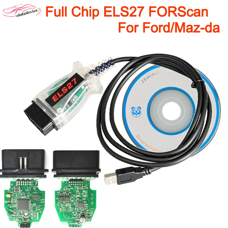 Полный чип V2.3.8 ELS27 FORScan зеленая печатная плата PIC24HJ128GP + FTDI микрочип многоязычная