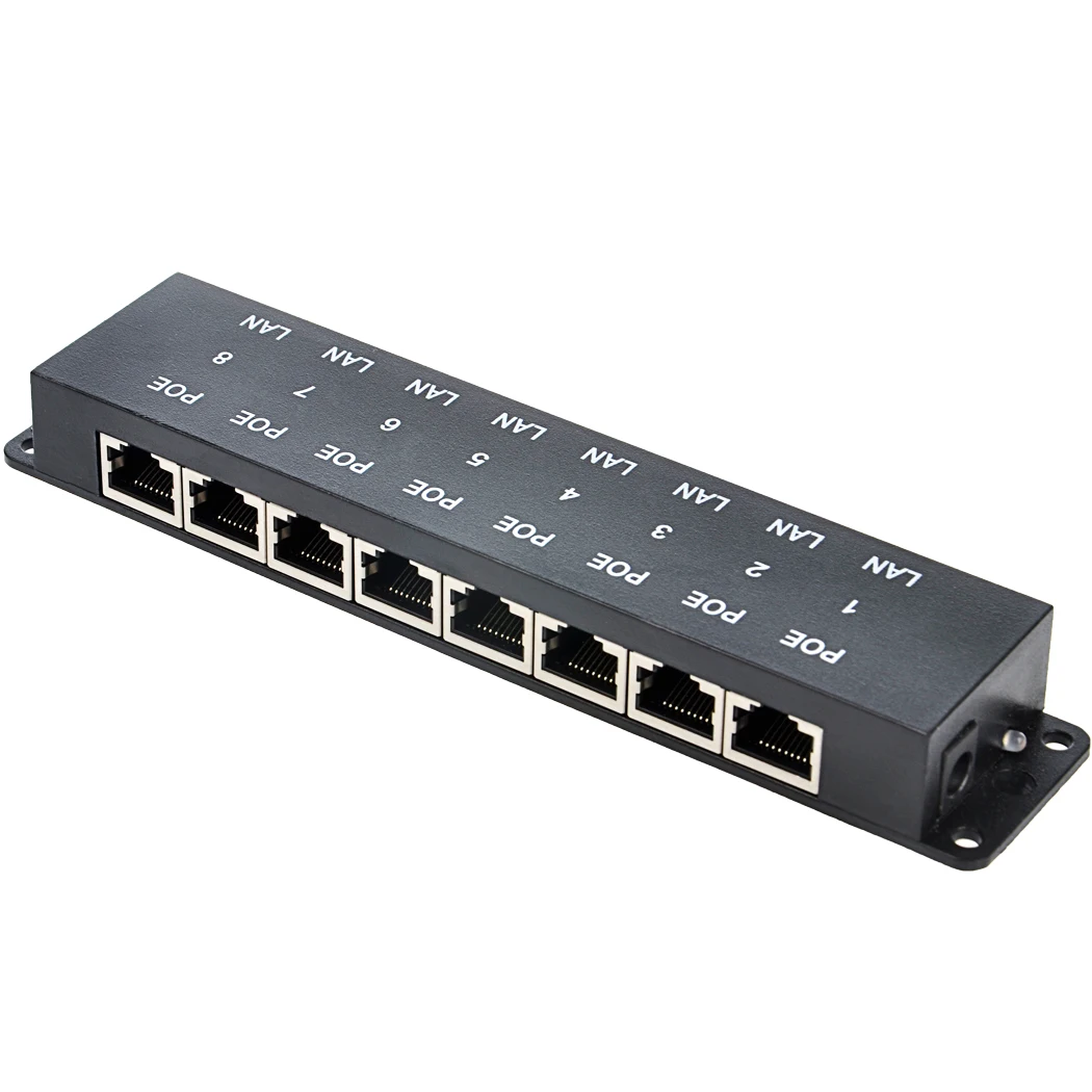 Пассивный Инжектор POE 8 портов безопасности Ethernet для сетевой камеры IP Ubiquiti и MikroTik |