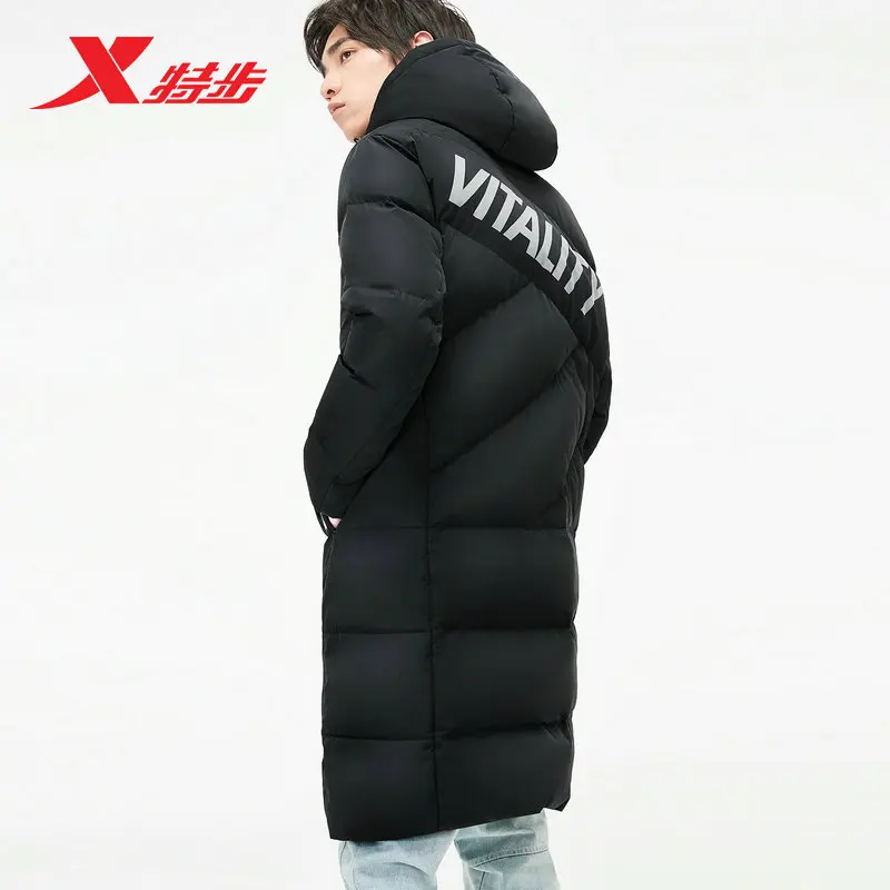 Зимняя мужская куртка Xtep мужское однотонное пальто с капюшоном Повседневная
