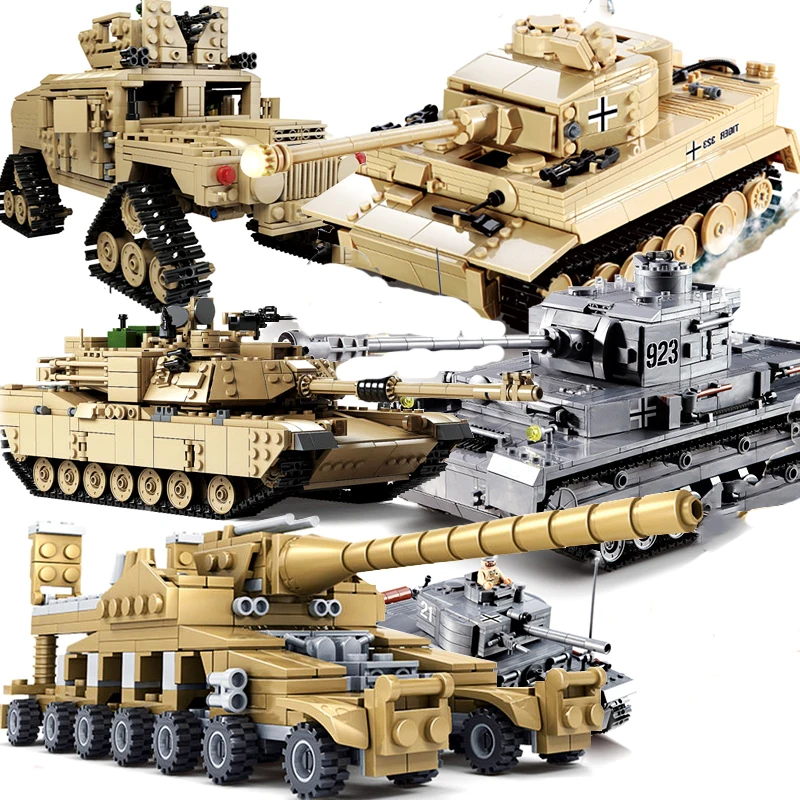 Совместимый Танк legoing tiger Panzer немецкая армия m1a2 abrams t90 ww2 военный автомобиль война