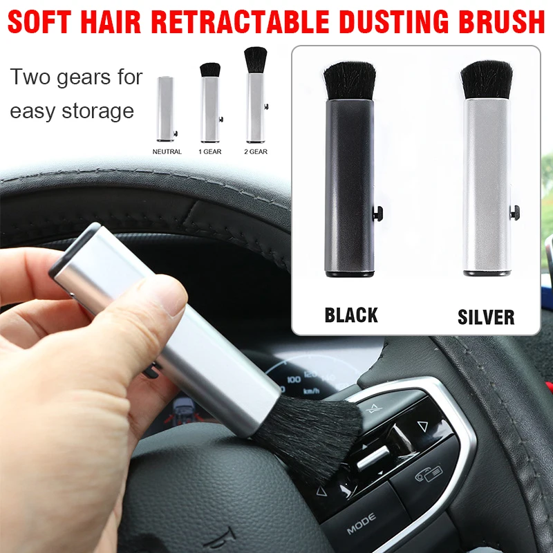 

1pc Auto Air Outlet Brush Durable Fiber Brushs Head Multi-functional Telescopic Dust Gap Brush Cars Wash Tools