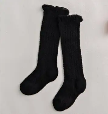 Black knee mesh Весенне-осенние длинные носки унисекс для маленьких мальчиков модные детские Носки с рисунком кота/кролика/лиса белка хлопковые носки до колена для девочек - Цвет: Black knee mesh
