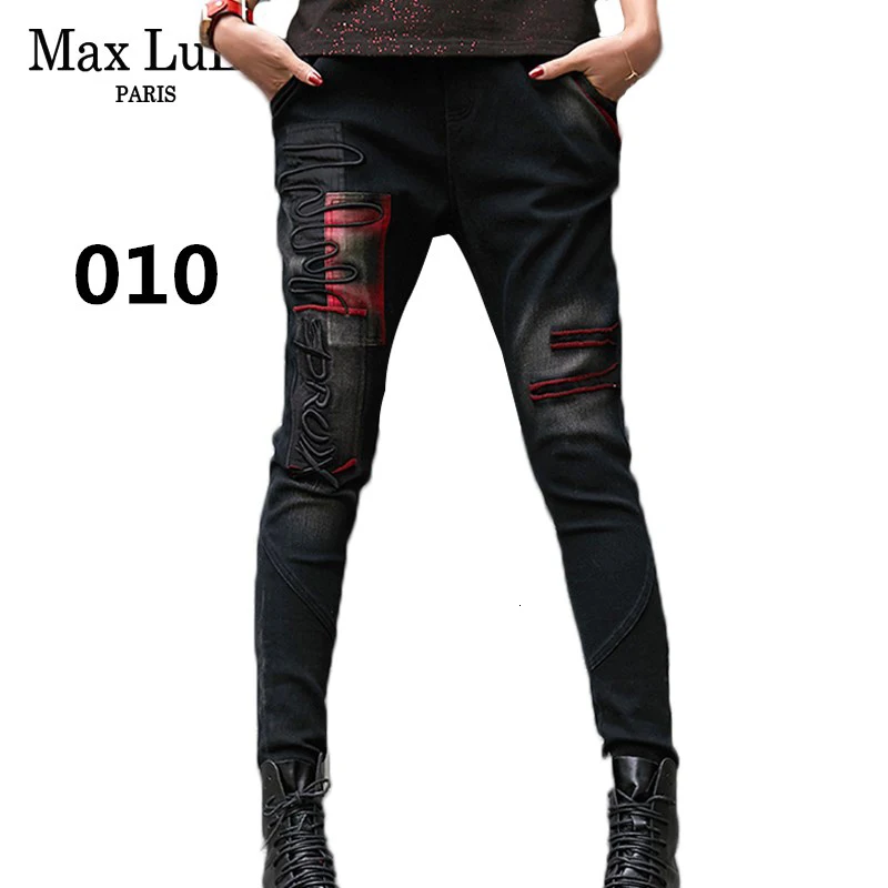 Max LuLu Роскошные корейские винтажные женские штаны-шаровары женские черные рваные джинсы с эффектом пуш-ап женские джинсовые брюки размера плюс Pantolon