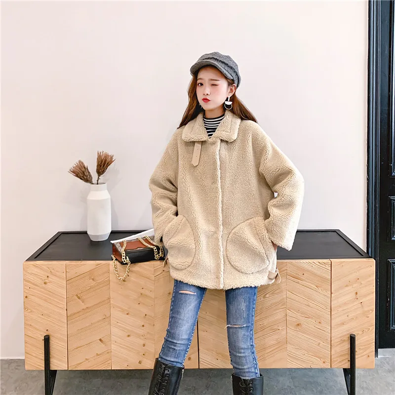 2021 New Winter Women Thicken Warm Natural Sheep Shearing Fur Coat Female Oversize Plush Real Overcoat Femme Jacket | Женская одежда