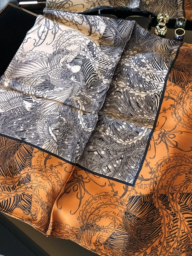 Шарф с очаровательным принтом из 100% натурального шелка шейный платок шаль Мягкий