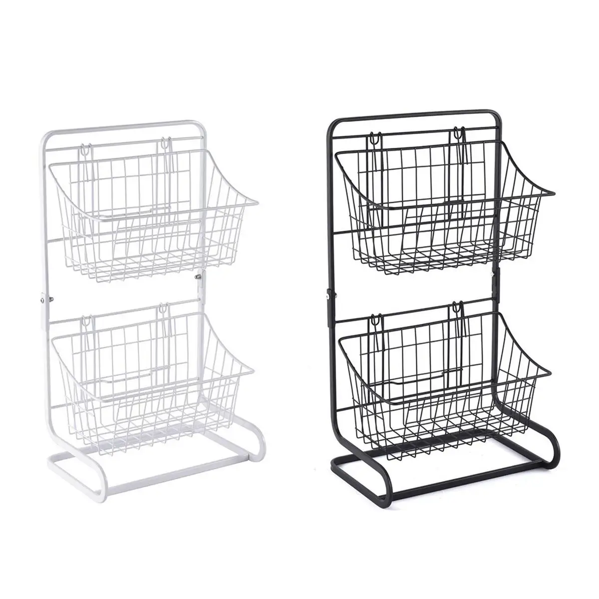 

2 Layer Iron Storage Shelf Rack Kitchen Seasoning Organizer Fruits Assembly Holder Bathroom Cosmetic Shelf Storage Basket