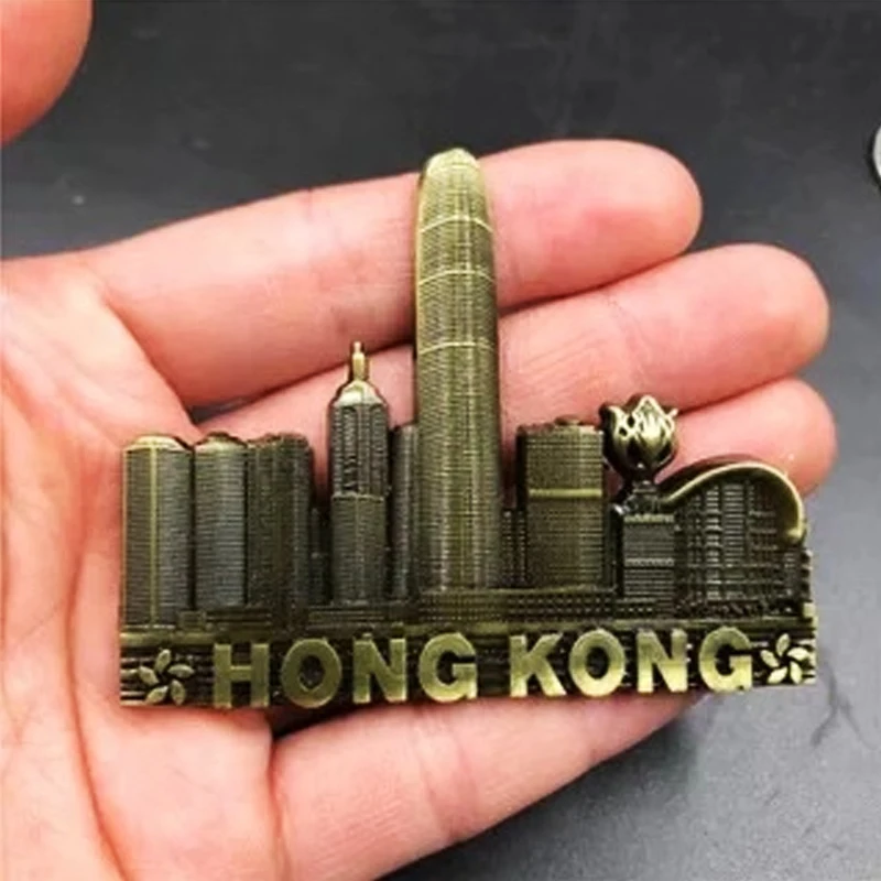 Hong Kong Магнит на холодильник сувенирное украшение Франция Соединенные Штаты Германия Эйфелева башня Металлическая магнитная наклейка на холодильник - Цвет: Hong Kong