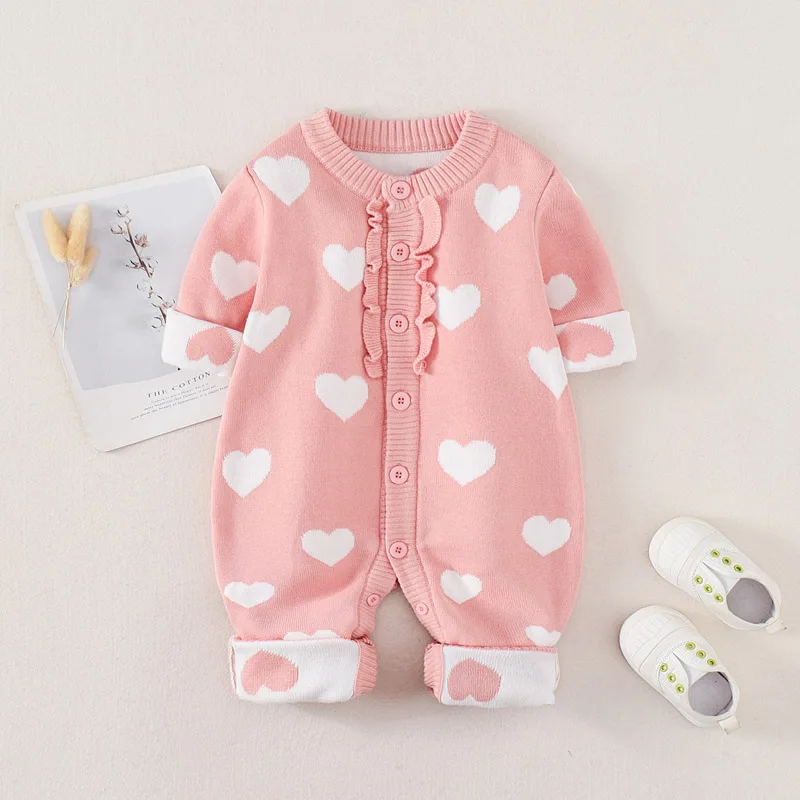 2021 Baby Girl Rompers Knitted Newborn Clothes Infant Jumpsuit Girls Candy Color Overall Children Spring autumn Outfit | Мать и ребенок