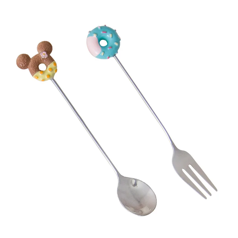 1 шт. Нержавеющая сталь Микки пончик столовая ложка вилка Мороженое для