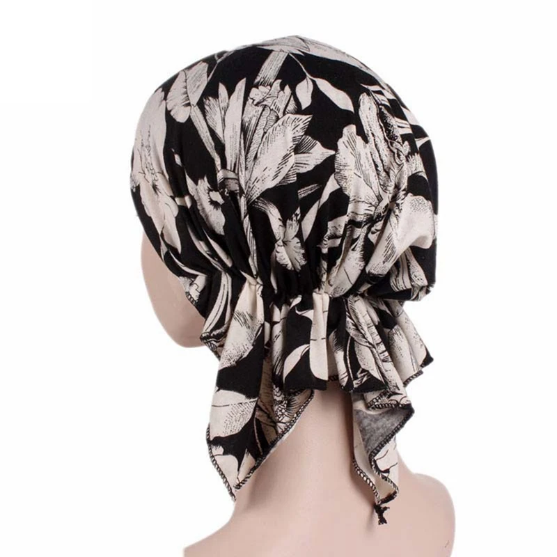 

Women Hat Muslim Hijab Floral Stretch Turban Cap Islam Arab Beanies Chemo Hat Headwear Hijab Hat