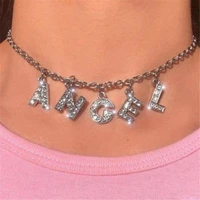 necklace gifts punk personality necklace jewelry fashion rhinestone letter necklace women gothic statement