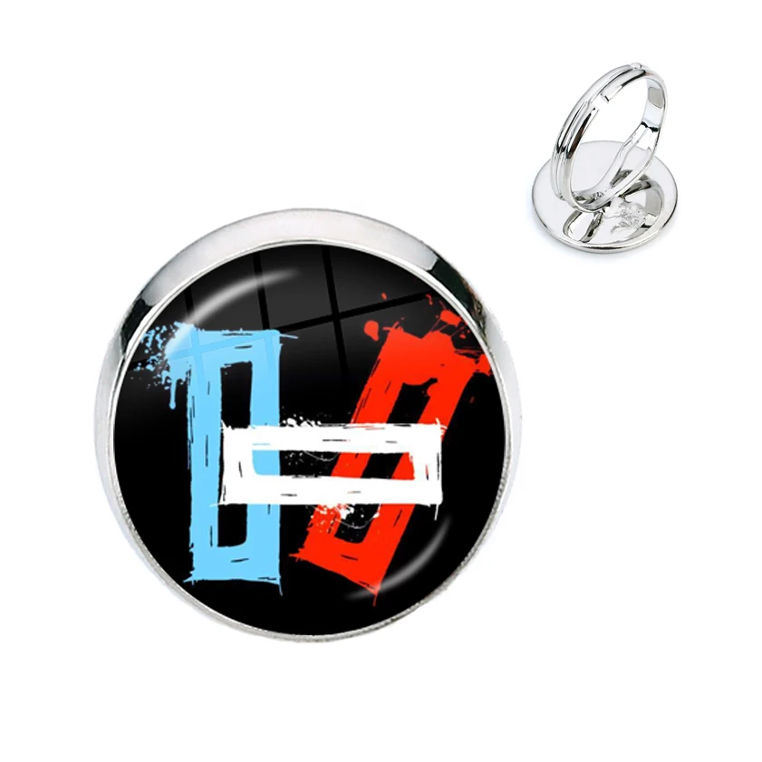 Hot Music Band Twenty One Pilots Glass Cabochon Rings Souvenir Trendy Rock Hiphop Collar Pins Kids Women Jewelry Fans Gift